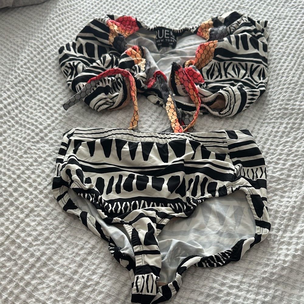 Swimsuit Edition: Black & White Tribal Print Bikini Set with Tie Detail